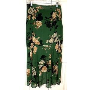 Sugarlips Floral Maxi Flare Skirt Med Ruffles Asymmetric Hem Cottagecore Peasant